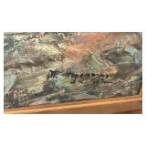 Large Framed Oil Painting Signed Impressionist Cityscape 27.5x39.5