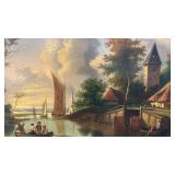 Framed Landscape Oil Painting with Ornate Frame, 28.5 x 22 Inches