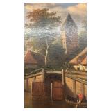 Framed Landscape Oil Painting with Ornate Frame, 28.5 x 22 Inches