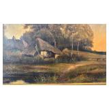 Signed A. Galla Framed Landscape Oil Painting, 16x24 in Canvas