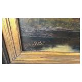 Signed A. Galla Framed Landscape Oil Painting, 16x24 in Canvas