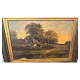 Signed A. Galla Framed Landscape Oil Painting, 16x24 in Canvas