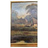 Signed A. Galla Framed Landscape Oil Painting, 16x24 in Canvas