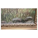 Original Framed Oil Painting by A. Reali - Sheep Landscape, 26 x 30 in