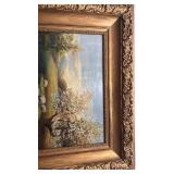 Original Framed Oil Painting by A. Reali - Sheep Landscape, 26 x 30 in