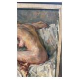 Framed 21 x 23 Signed Nude Oil Painting by O. Bawinski