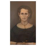 Antique Portrait of Woman Oil on Canvas in Ornate Frame 35.5x29.5