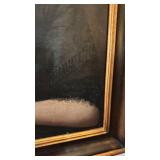 Antique Portrait of Woman Oil on Canvas in Ornate Frame 35.5x29.5