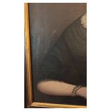 Antique Portrait of Woman Oil on Canvas in Ornate Frame 35.5x29.5