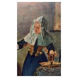 Framed Dutch Genre Scene Oil Painting uns igned 19x22 Art 27x23.75 Frame