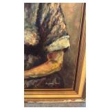 Jeanne Van Signed Framed Oil Portrait Painting of Seated Woman