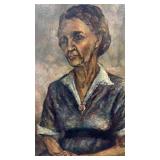 Jeanne Van Signed Framed Oil Portrait Painting of Seated Woman