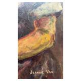 Jeanne Van Signed Framed Oil Portrait Painting of Seated Woman