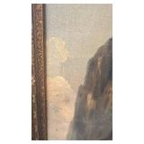 Unsigned 24x20 Framed Vintage Maritime Oil Painting with Boats