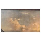 Unsigned 24x20 Framed Vintage Maritime Oil Painting with Boats