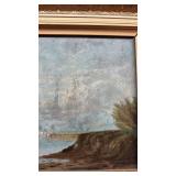 Antique Framed Landscape Painting on Board 24 x 14 Unsigned