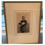 Framed Vintage Print of Gentleman Holding Rabbit 11.5 x 15