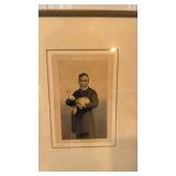 Framed Vintage Print of Gentleman Holding Rabbit 11.5 x 15