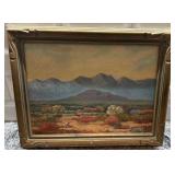 Original Landscape Painting by Leon Goller Framed 11.5 x 14.5 Inches