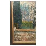 Framed Signed Garden Scene Oil Painting, 8 x 11 Art in 13.5 x 10.5 Frame