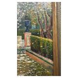 Framed Signed Garden Scene Oil Painting, 8 x 11 Art in 13.5 x 10.5 Frame