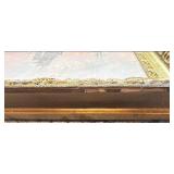 Signed Framed Maritime Oil Painting with Ships, 18 x 12 Art in 23.5 x 17.5 Ornate Frame