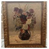 Framed Oil Painting Vase with Flowers Signed C. Hartwig 15.5 x 18