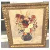 Framed Oil Painting Vase with Flowers Signed C. Hartwig 15.5 x 18