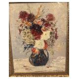 Framed Oil Painting Vase with Flowers Signed C. Hartwig 15.5 x 18