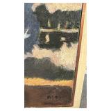 Framed Signed Landscape Oil Painting of Birch Trees