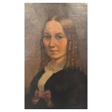 Antique Portrait Oil Painting of Woman in Frame, 20.5x26 in (25.5x31.5 in Framed)