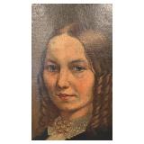 Antique Portrait Oil Painting of Woman in Frame, 20.5x26 in (25.5x31.5 in Framed)