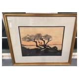 1939 Signed Max Land Framed Landscape Artwork 25.5 x 21.5