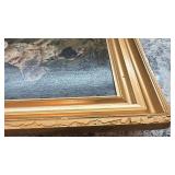 Vintage Framed Oil Painting of Two Hunting Dogs, Unsigned