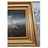 Vintage Framed Oil Painting of Two Hunting Dogs, Unsigned