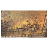 Framed 22x28 Signed Landscape Oil Painting with Ornate Gold Frame