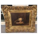 Framed Antique Portrait Oil Painting Unsigned Ornate Gilt Frame 22x19