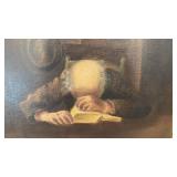 Framed Antique Portrait Oil Painting Unsigned Ornate Gilt Frame 22x19