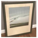 Framed 17 x 21.5 Abstract Landscape Print Unsigned