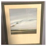 Framed 17 x 21.5 Abstract Landscape Print Unsigned
