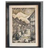 Framed 11 x 15 Signed Artwork Street Scene S. Vidova