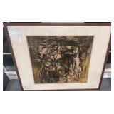 Signed 1963 Framed Abstract Etching by Norman Gorbaty, 57/70