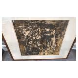 Signed 1963 Framed Abstract Etching by Norman Gorbaty, 57/70
