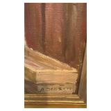 A Jensen Framed Harbor Oil Painting with Boats and Docks