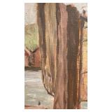 A Jensen Framed Harbor Oil Painting with Boats and Docks