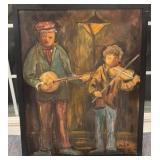 Signed Bedell Framed Original Painting of Musicians 19x25