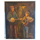 Signed Bedell Framed Original Painting of Musicians 19x25
