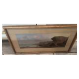 Framed Landscape Painting Signed Lower Left 26 x 14.5 in