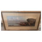 Framed Landscape Painting Signed Lower Left 26 x 14.5 in