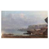 Framed Landscape Painting Signed Lower Left 26 x 14.5 in